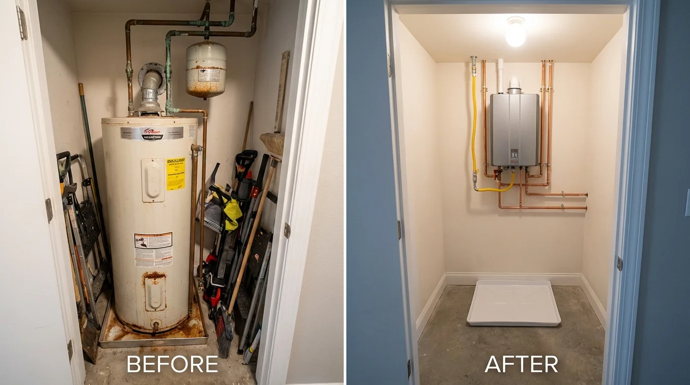 Tank water heater versus wall-mounted tankless unit comparison for Monee, IL homeowners